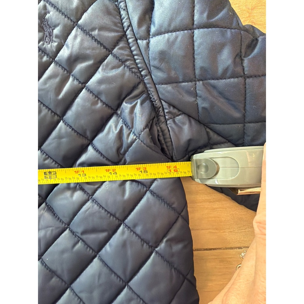 Polo Ralph Lauren Kids Navy Blue Quilted Barn Jacket Corduroy Collar L 12-14 - Picture 7 of 7